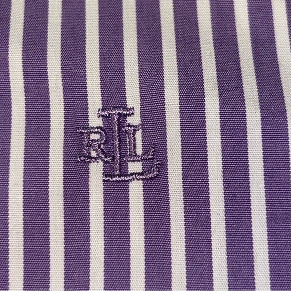 Ralph Lauren Womens Button Down Shirt Purple Bengal Striped Classic Preppy XL - Picture 3 of 10